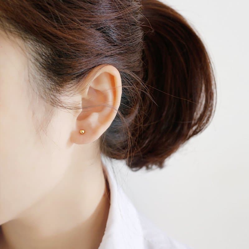 Minimalist Golden Beads 925 Sterling Silver Stud Earrings
