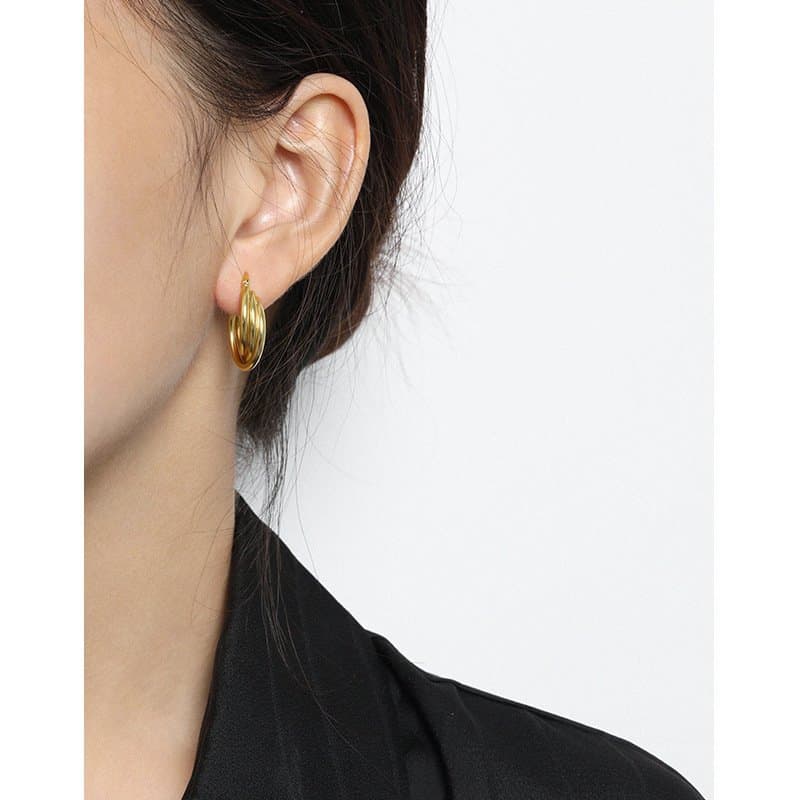 Multi Layers Cross 925 Sterling Silver Hoop Earrings
