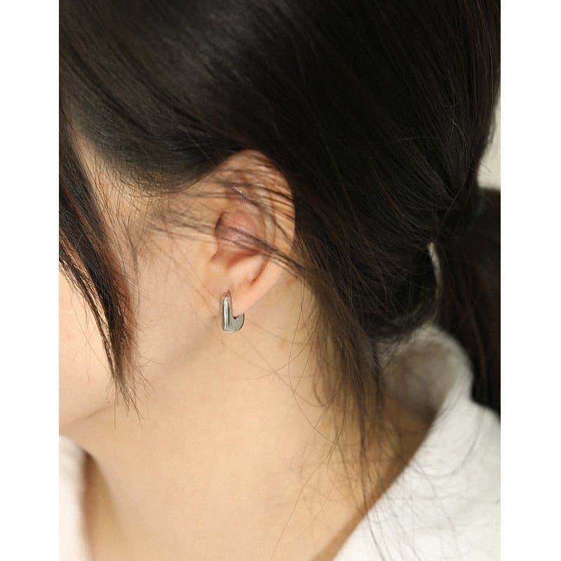 Mini Geometric Ellips 925 Sterling Silver Hoop Earrings
