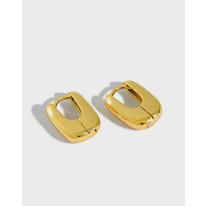 Mini Geometric Ellips 925 Sterling Silver Hoop Earrings