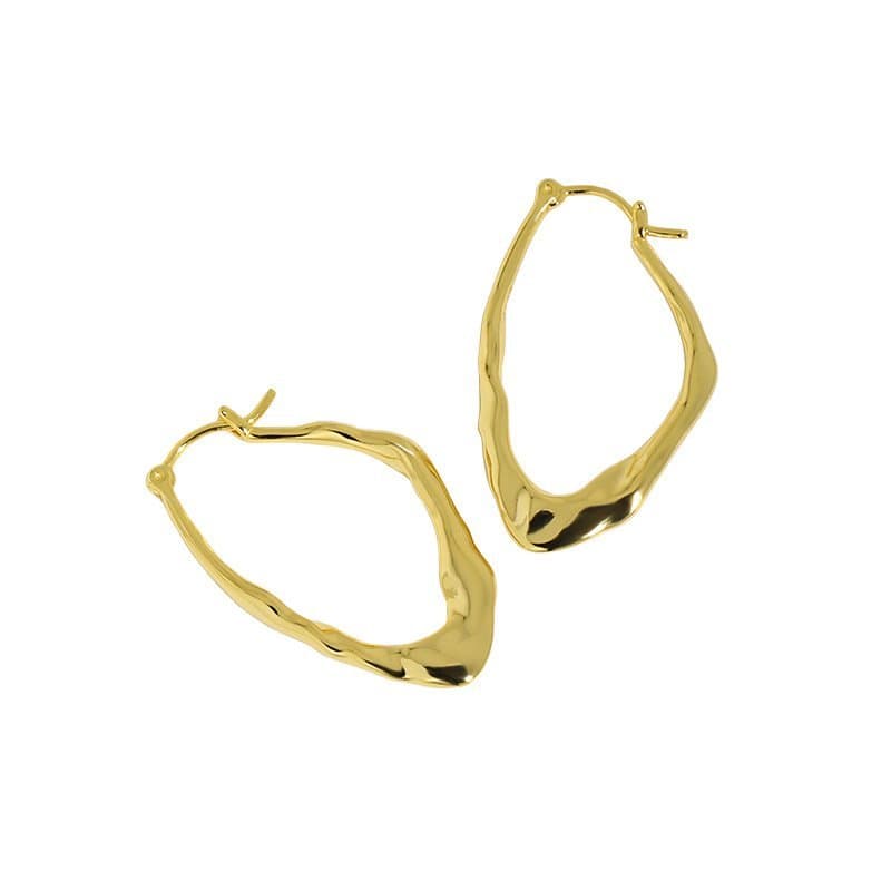 Irregular Geometric 925 Sterling Silver Hoop Earrings