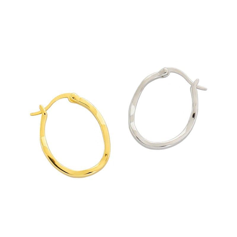 Geometric Irregular Circle Hot 925 Sterling Silver Hoop Earrings