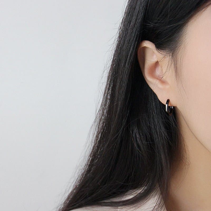 Hollow Octagonal Geometric 925 Sterling Silver Hoop Earrings