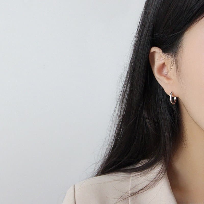 Hollow Octagonal Geometric 925 Sterling Silver Hoop Earrings