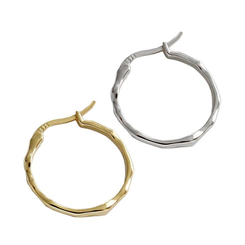 Irregular Circle 925 Sterling Silver Hoop Earrings