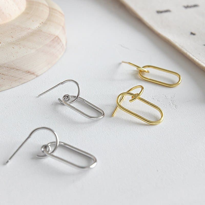 Hollow Geometric Annular 925 Sterling Silver Dangling Earrings