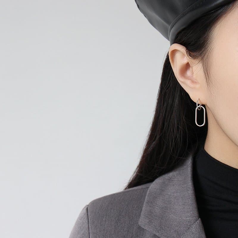 Hollow Geometric Annular 925 Sterling Silver Dangling Earrings