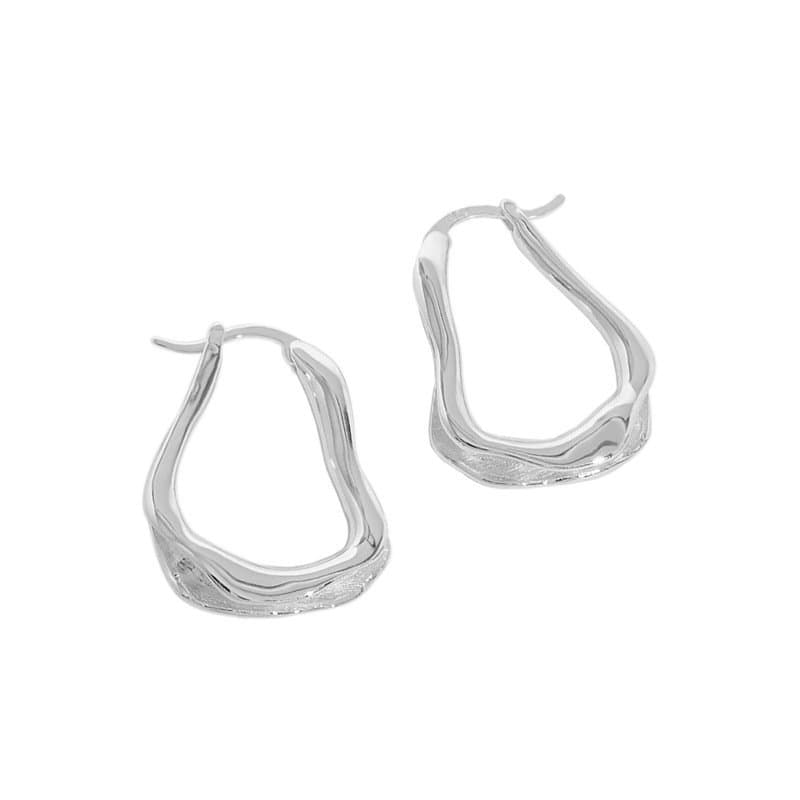 Irregular Wave U Shape 925 Sterling Silver Hoop Earrings