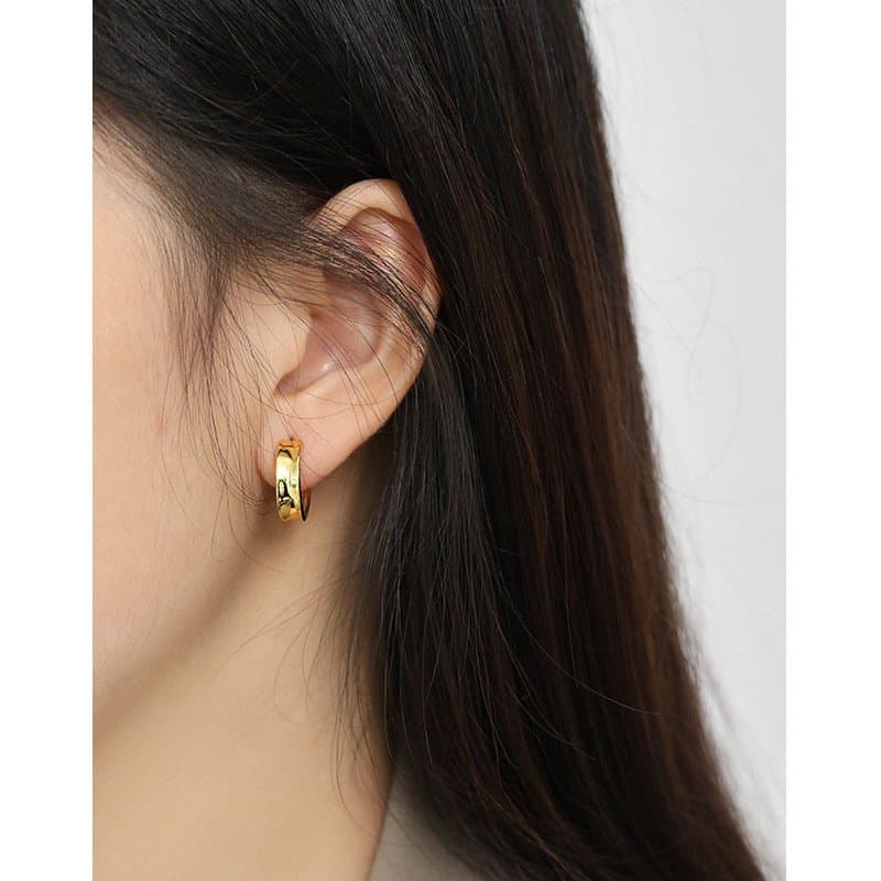 Minimalist Geometric Circle 925 Sterling Silver Huggie Hoop Earrings