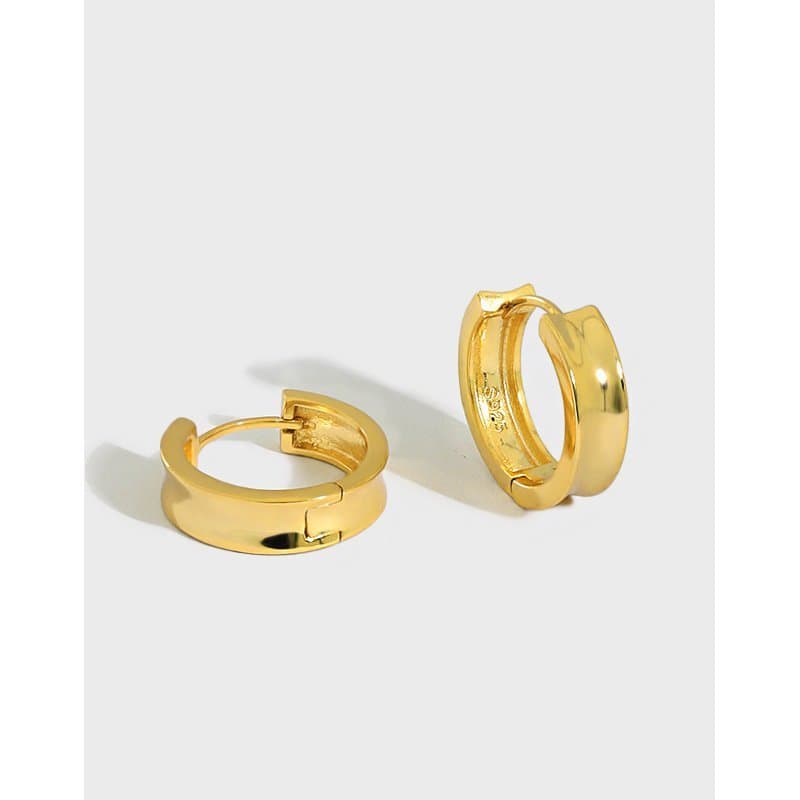 Minimalist Geometric Circle 925 Sterling Silver Huggie Hoop Earrings