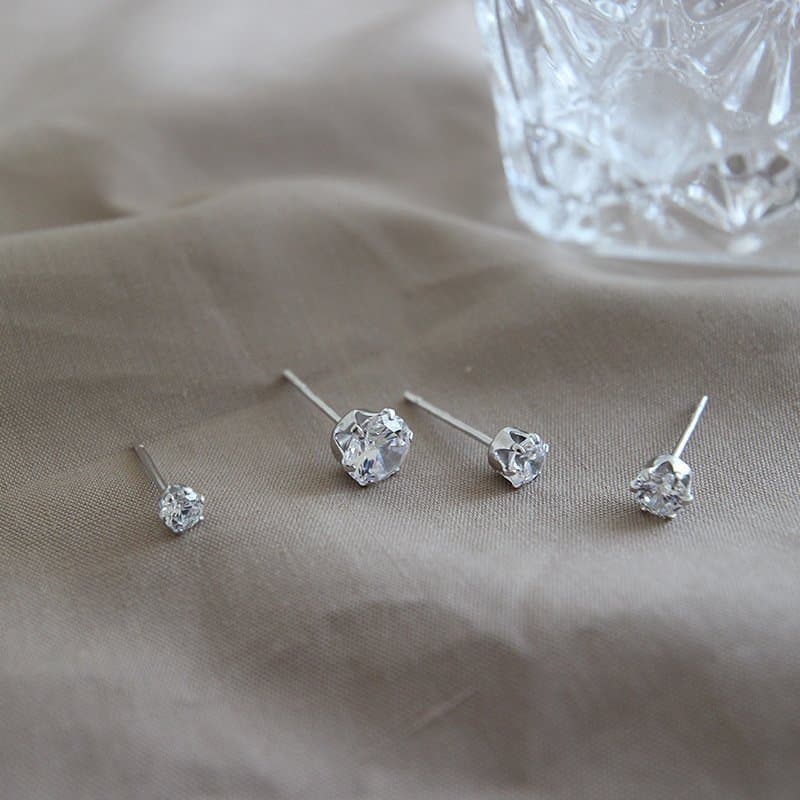 Round CZ 925 Sterling Silver Stud Earrings