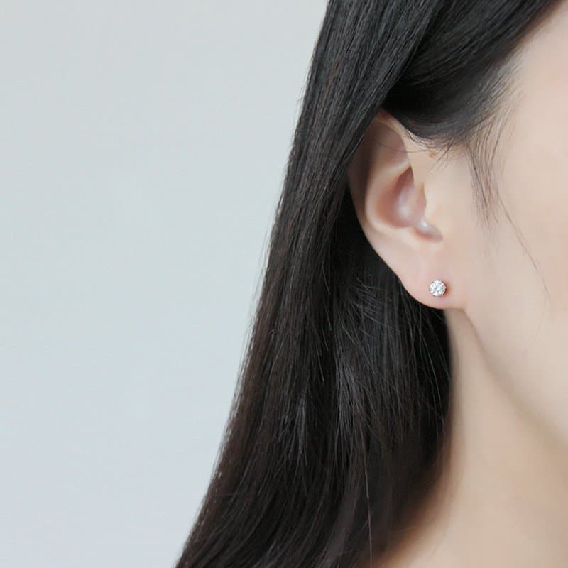 Round CZ 925 Sterling Silver Stud Earrings