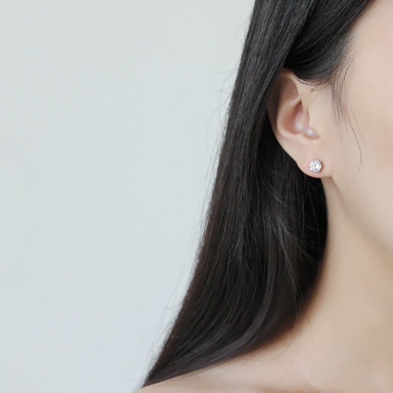 Round CZ 925 Sterling Silver Stud Earrings