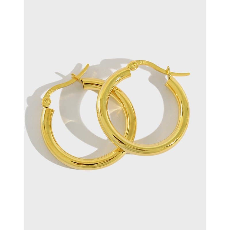 Geometric Round Circle 925 Sterling Silver Huggie Hoop Earrings