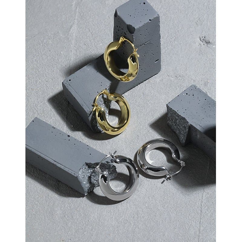 Round Circle 925 Sterling Silver Hoop Earrings