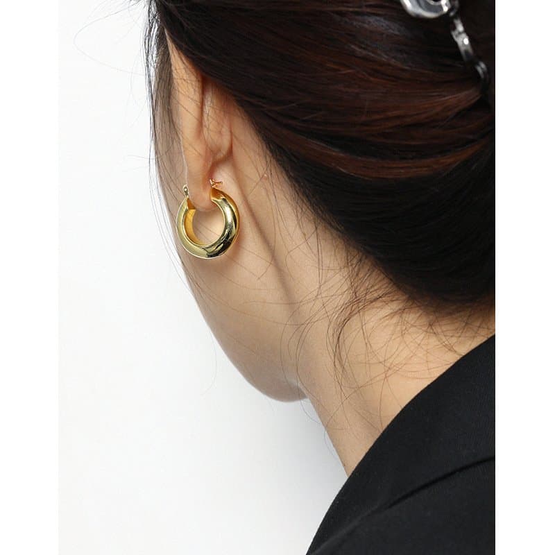 Round Circle 925 Sterling Silver Hoop Earrings
