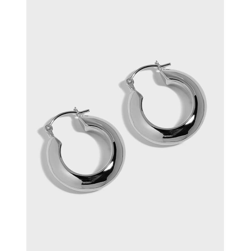 Round Circle 925 Sterling Silver Hoop Earrings