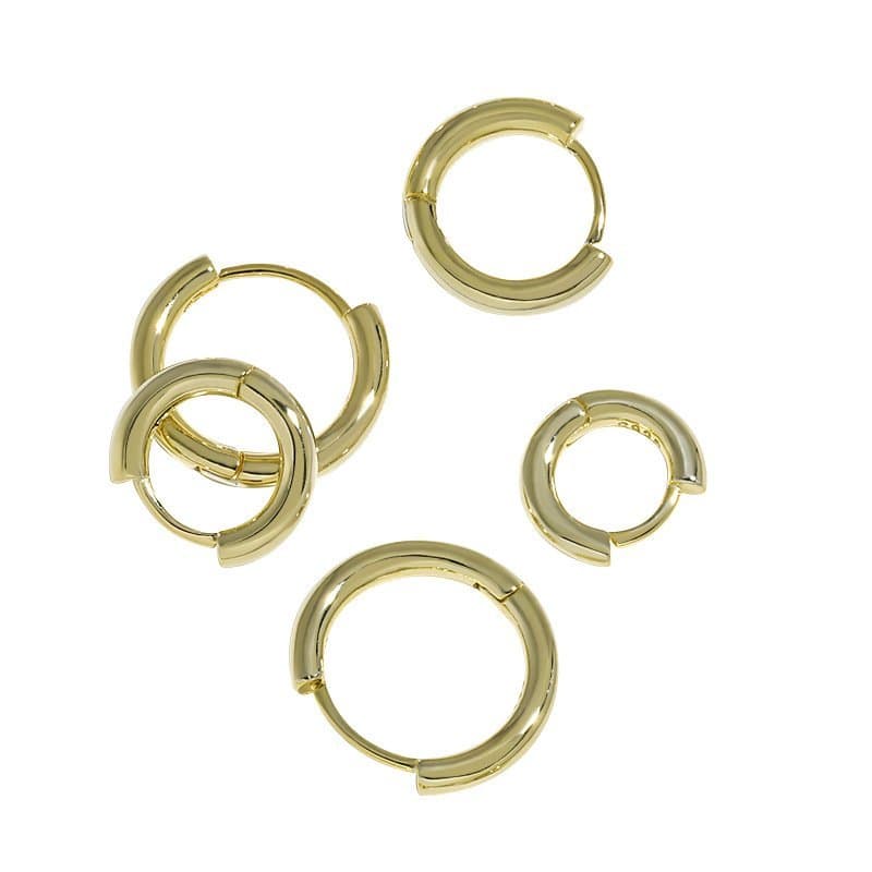 Geometric Circle 925 Sterling Silver Huggie Hoop Earrings
