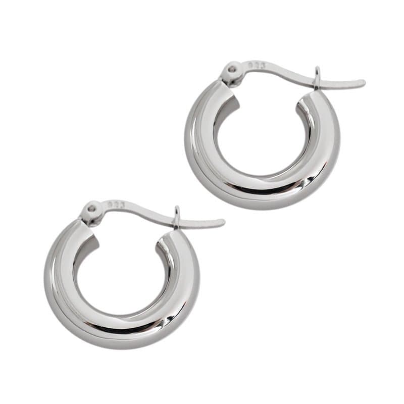 Tube Circle 925 Sterling Silver Huggie Hoop Earrings