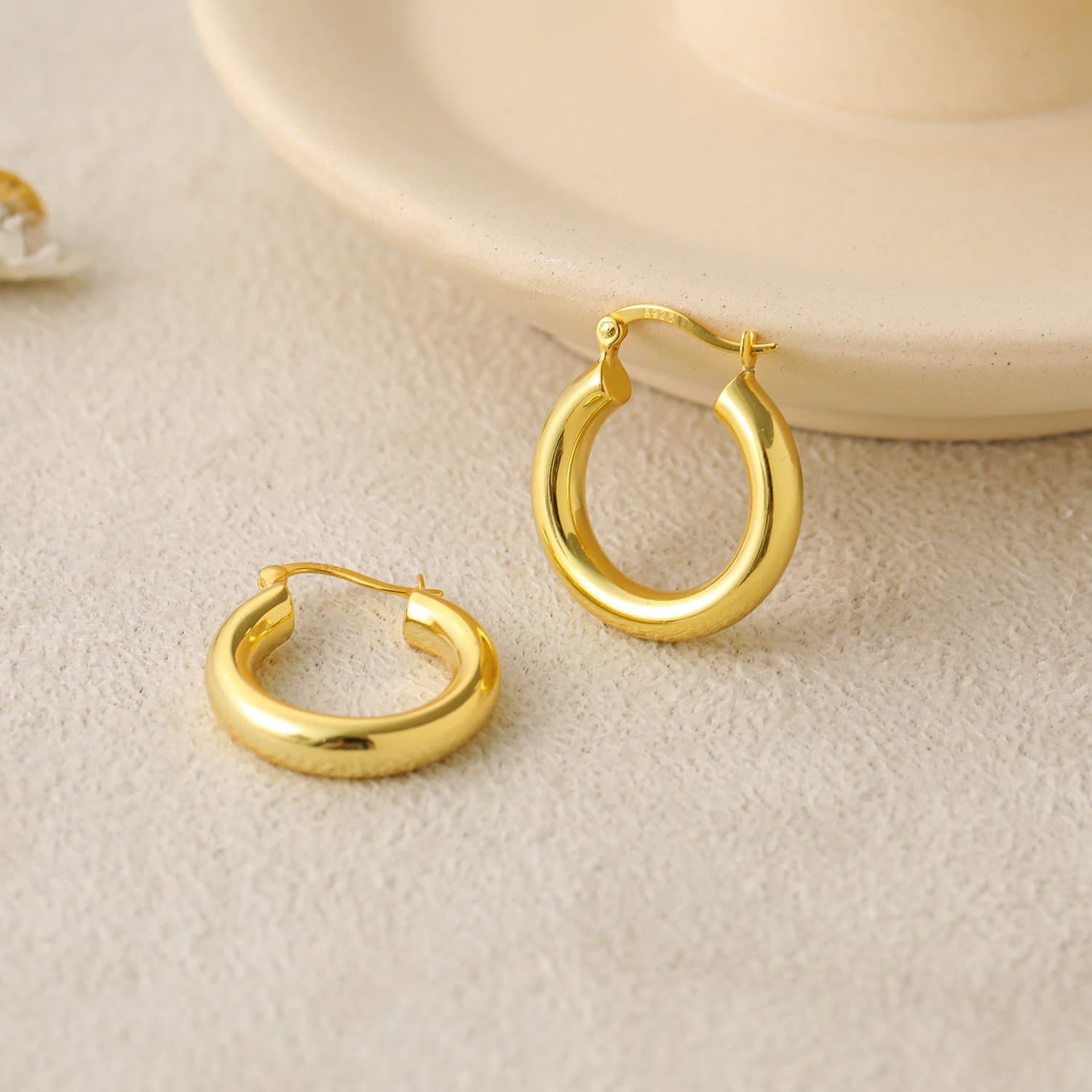 Tube Circle 925 Sterling Silver Huggie Hoop Earrings