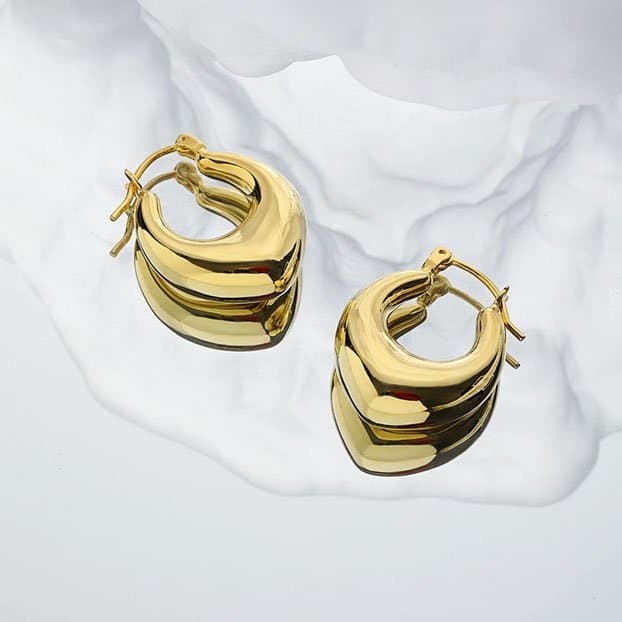 Letter U Shape 925 Sterling Silver Hoop Earrings