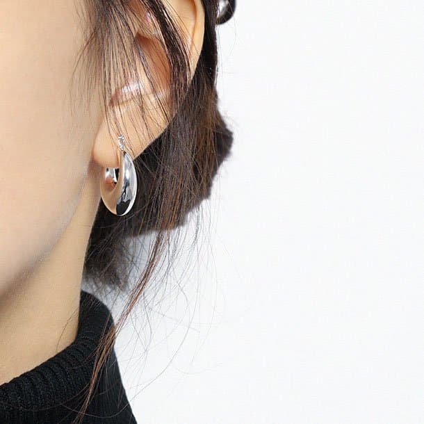 Letter U Shape 925 Sterling Silver Hoop Earrings