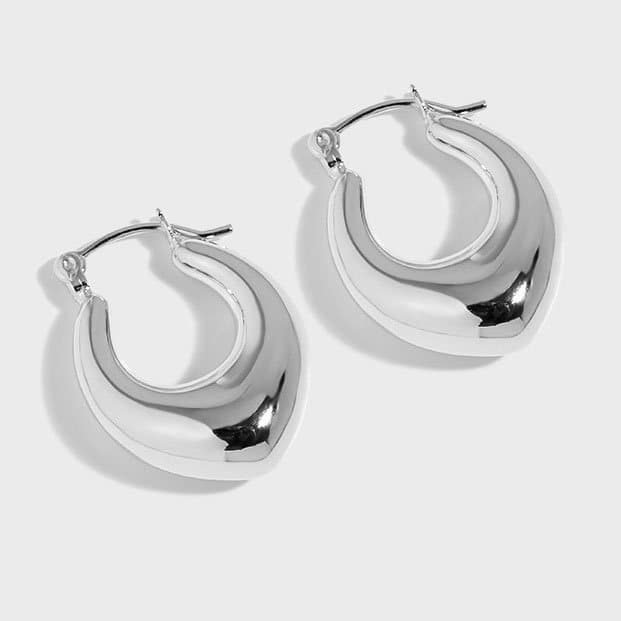 Letter U Shape 925 Sterling Silver Hoop Earrings