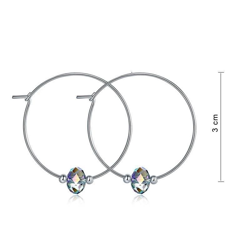 Silver Hoop Earrings AB Austrian Crystal