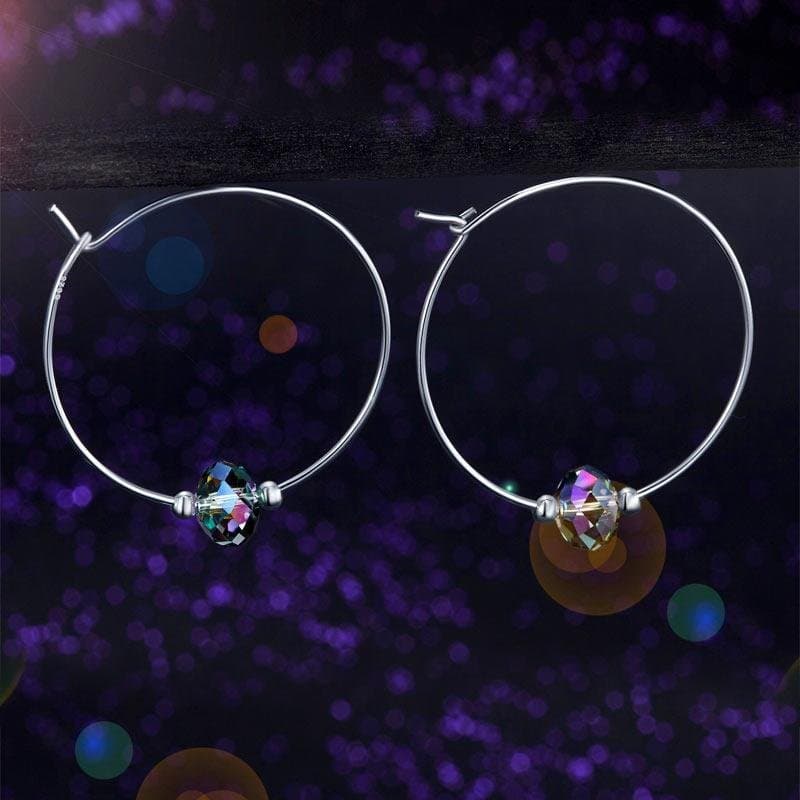 Silver Hoop Earrings AB Austrian Crystal