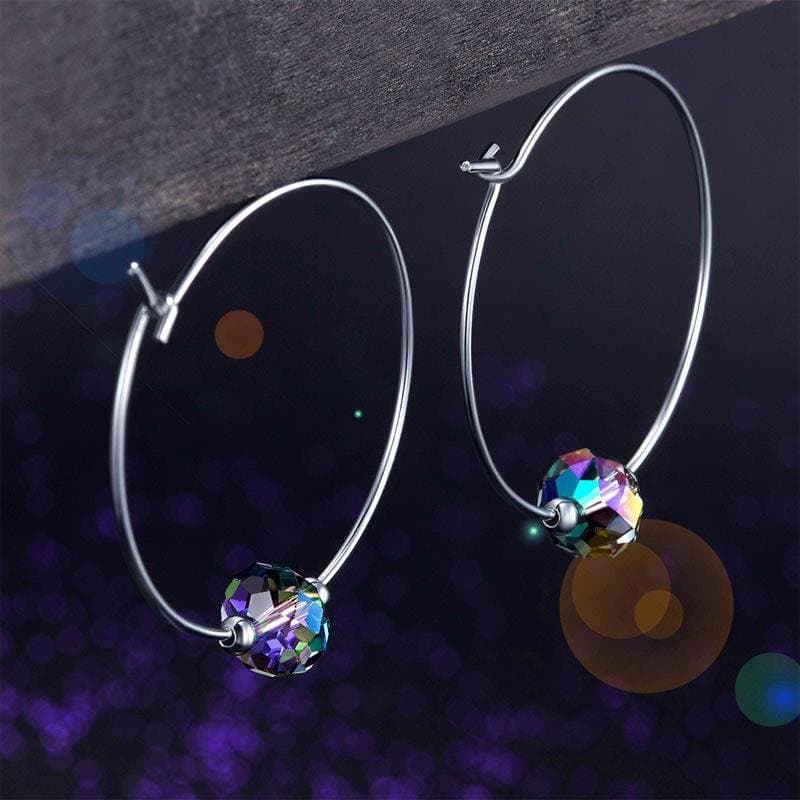 Silver Hoop Earrings AB Austrian Crystal