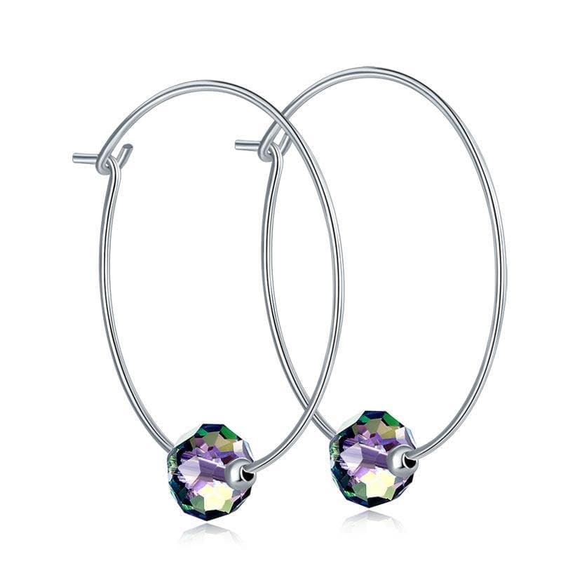 Silver Hoop Earrings AB Austrian Crystal