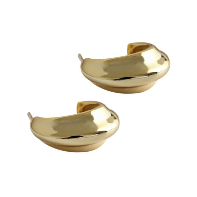 Letter C Shape 925 Sterling Silver Hoop Earrings