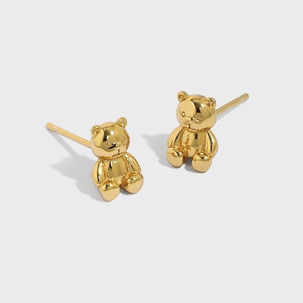 Mini Bear Animal 925 Sterling Silver Stud Earrings
