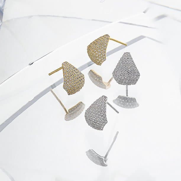 Micro Setting CZ Waterdrop 925 Sterling Silver Stud Earrings