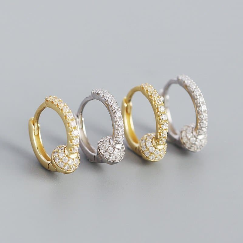 CZ Knot 925 Sterling Silver Huggie Hoop Earrings