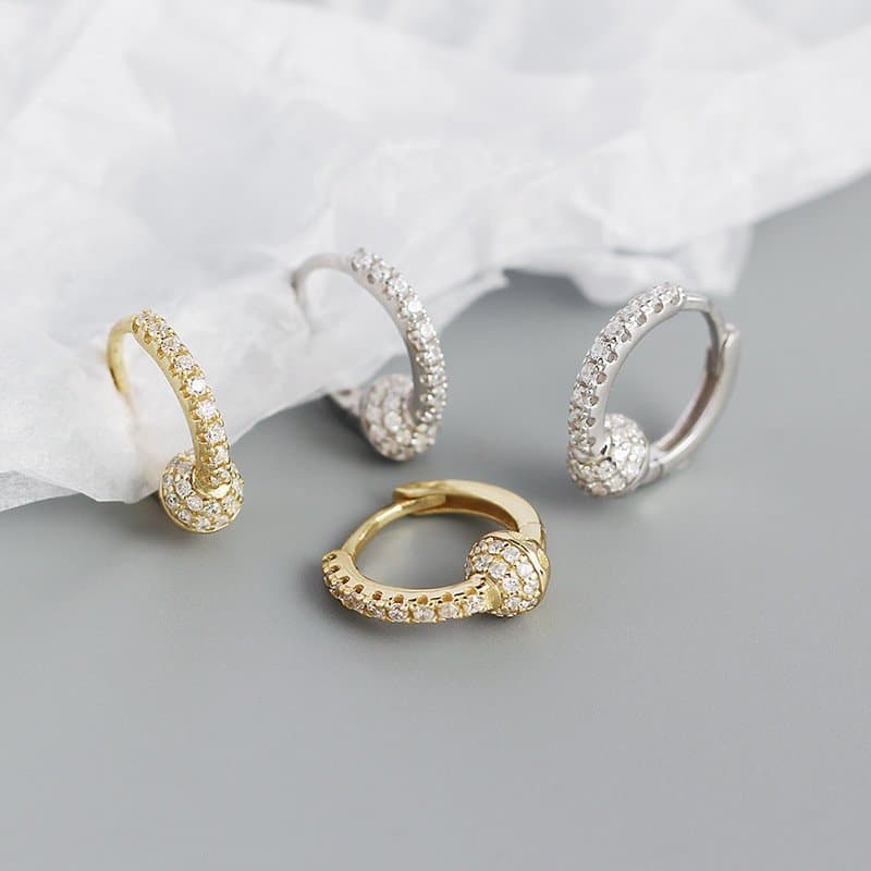 CZ Knot 925 Sterling Silver Huggie Hoop Earrings