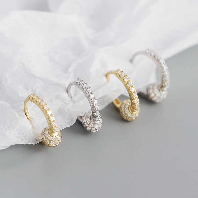 CZ Knot 925 Sterling Silver Huggie Hoop Earrings