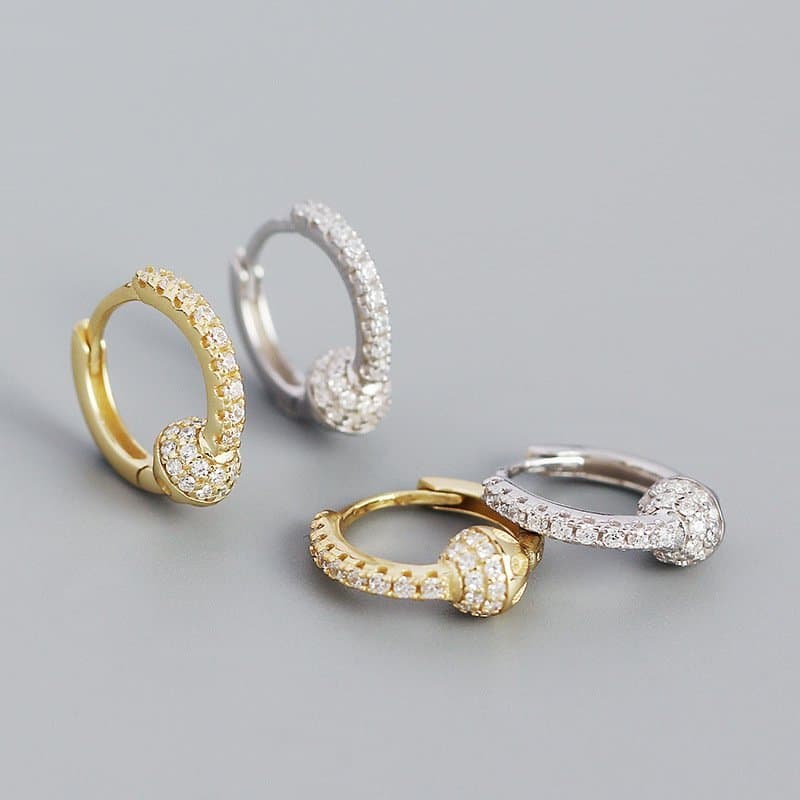 CZ Knot 925 Sterling Silver Huggie Hoop Earrings