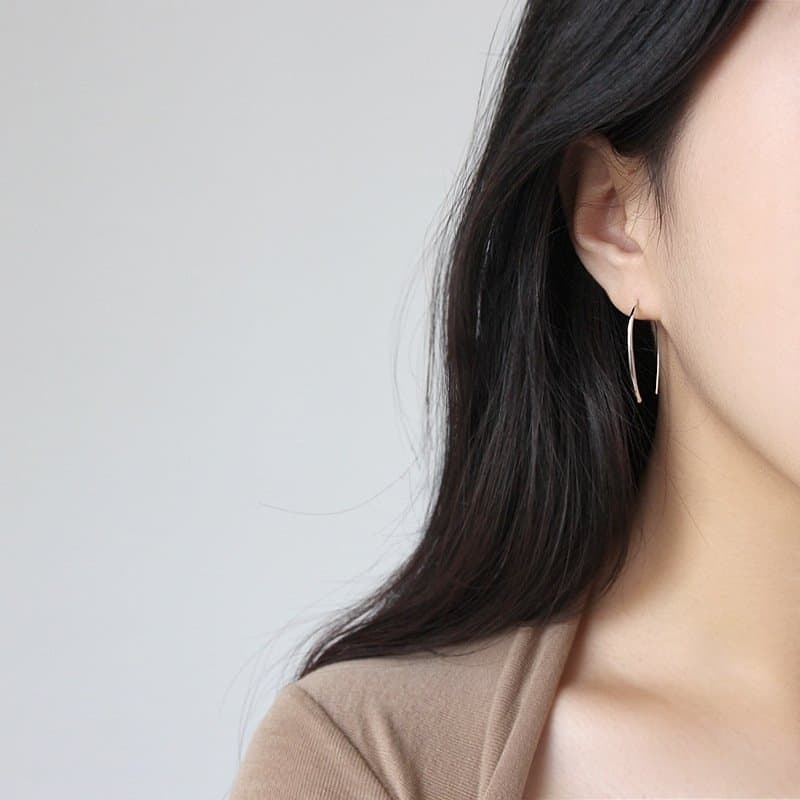 Letter U Shape 925 Sterling Silver Dangling Earrings