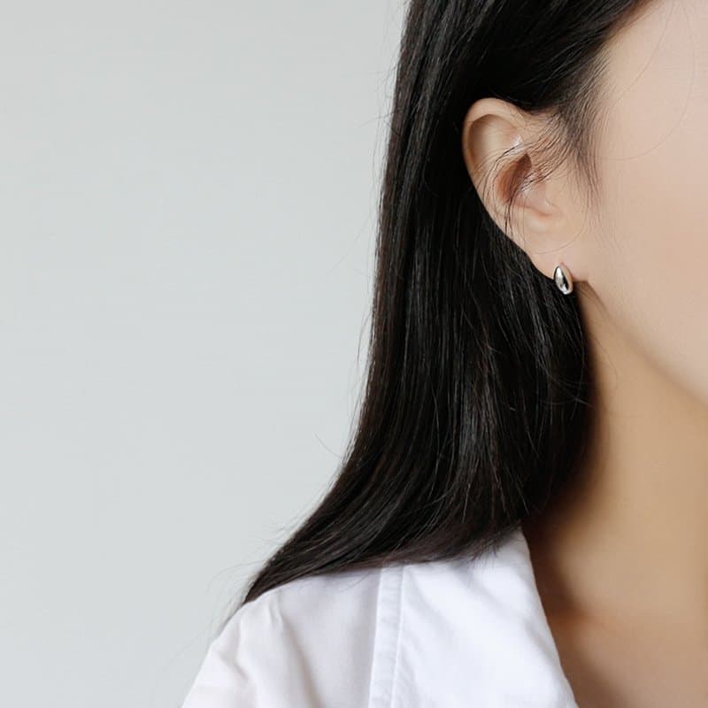 Water Drop Geometric 925 Sterling Silver Stud Earrings