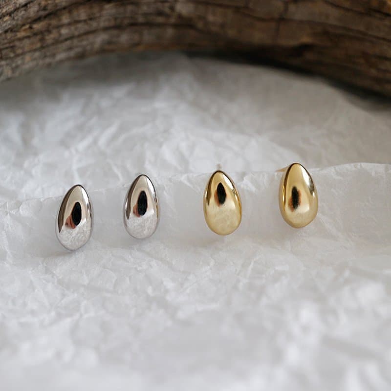 Water Drop Geometric 925 Sterling Silver Stud Earrings