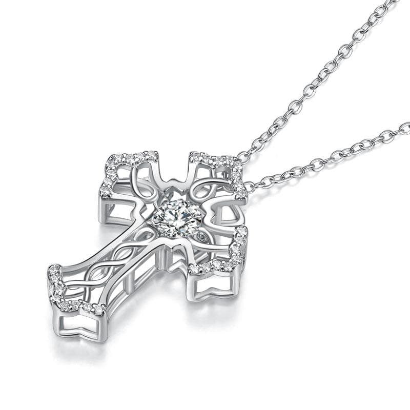 Vintage Style Cross Dancing Stone Pendant Necklace