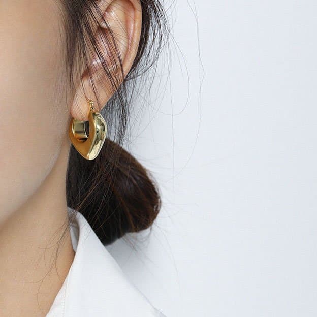 Geometric Hollow Rhombus 925 Sterling Silver Hoop Earrings