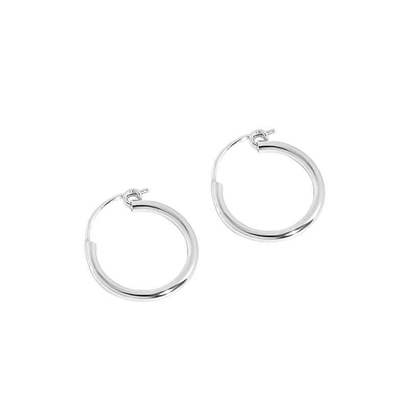 Geometric Tiny Circle 925 Sterling Silver Hoop Earrings