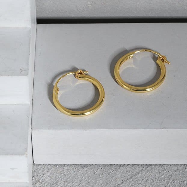 Geometric Tiny Circle 925 Sterling Silver Hoop Earrings