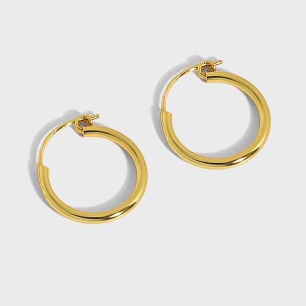 Geometric Tiny Circle 925 Sterling Silver Hoop Earrings