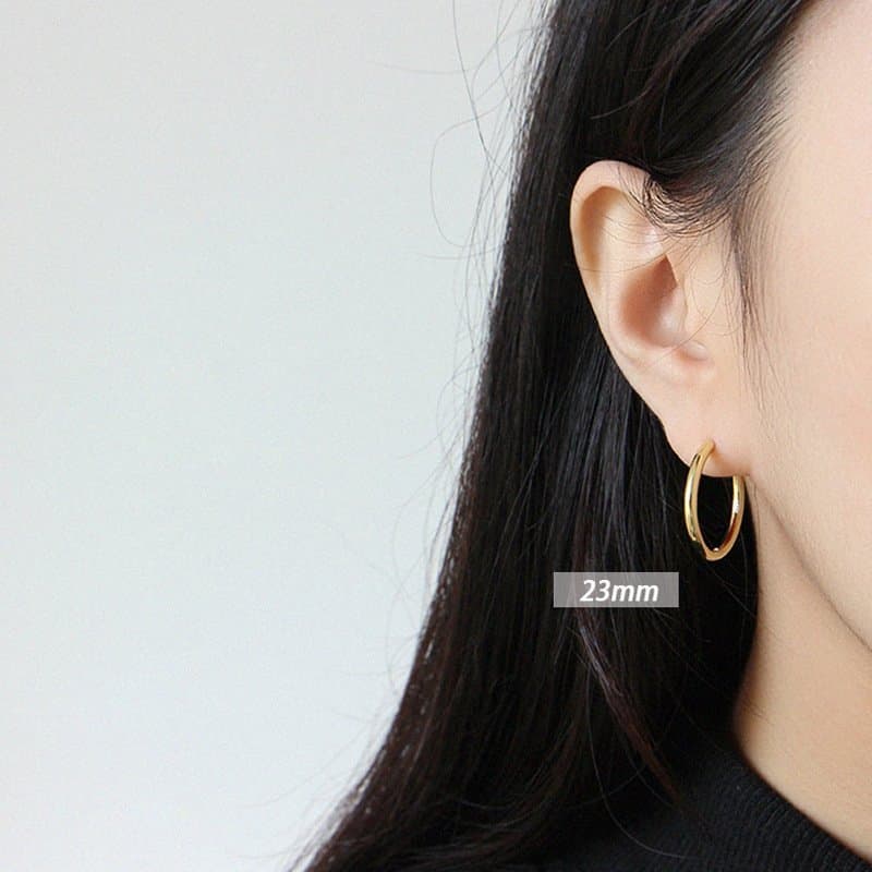 Minimalist Tiny Circle 925 Sterling Silver Huggie Hoop Earrings