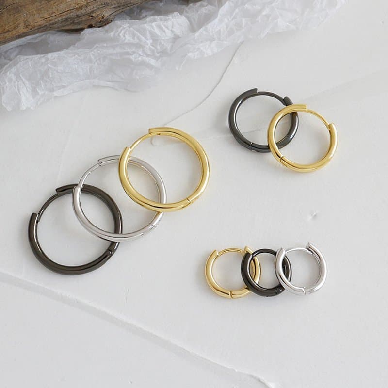 Minimalist Tiny Circle 925 Sterling Silver Huggie Hoop Earrings