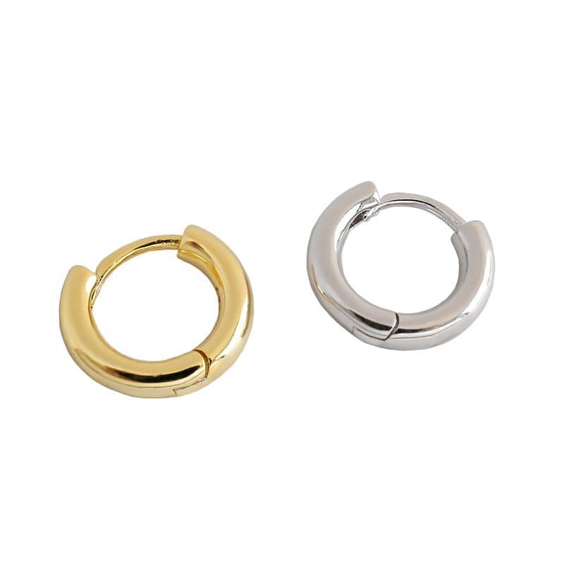 Mini Geometric Circle 925 Sterling Silver Huggie Hoop Earrings