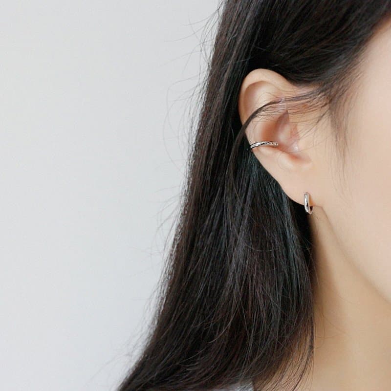 Mini Geometric Circle 925 Sterling Silver Huggie Hoop Earrings
